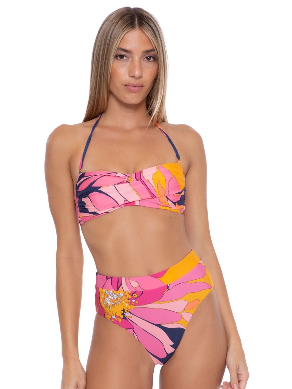Trina Turk Breeze Twist Front Bandeau and High Rise Bottoms Bikini